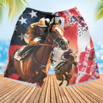 Horse Racing Rose Hawaiian Shorts