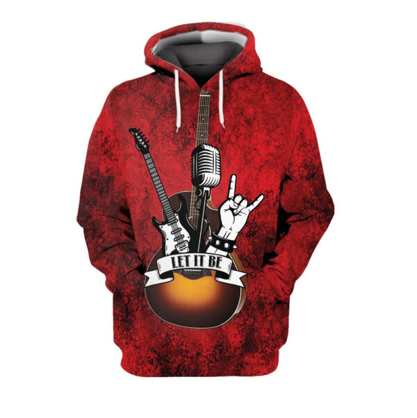 Red Vintage Guitar Hoodie All Over Print