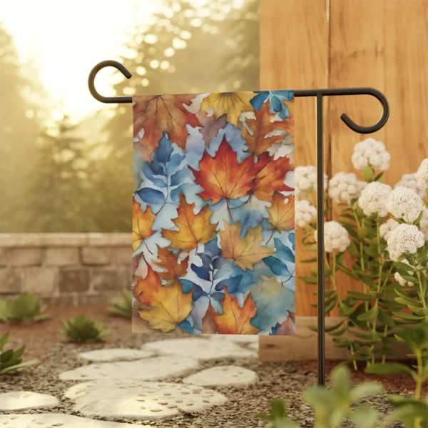 Mechenal Fall Garden Flag – Orange Autumn Leaves Design