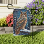 Mechenal Winter Garden Flag – Owl Moody Mosaic Design
