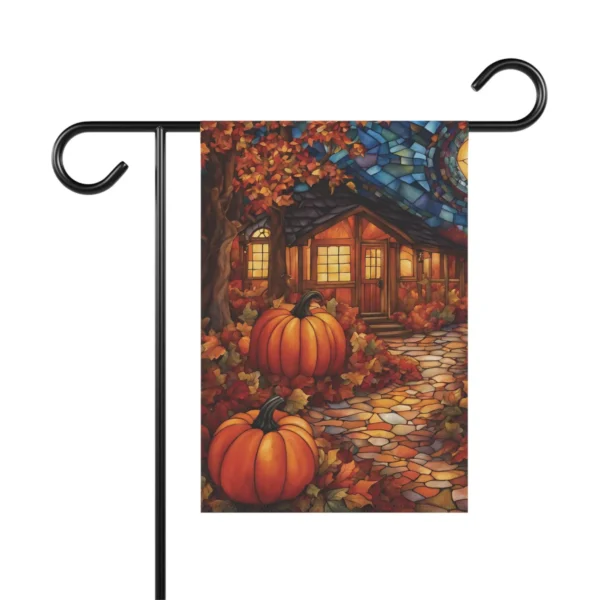 Mechenal Fall Garden Flag – Pumpkins with House Design
