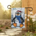 Mechenal Winter Garden Flag – Penguin Christmas Design