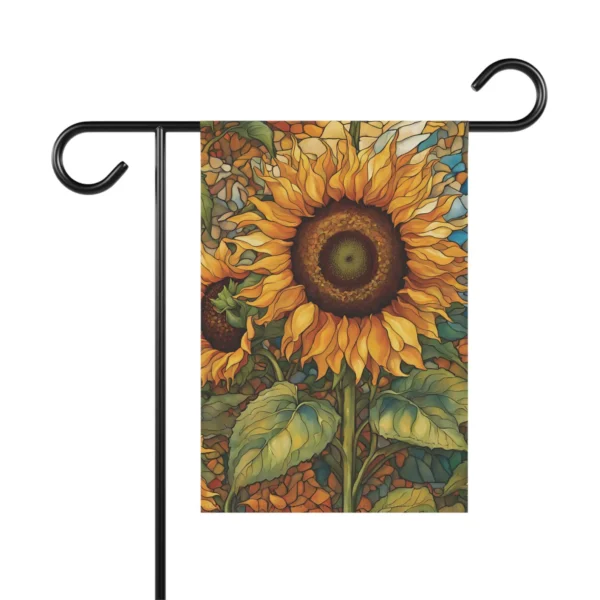 Mechenal Summer Garden Flag – Mosaic Sunflowers Design