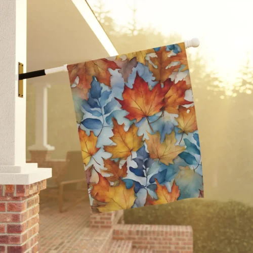 Mechenal Fall Garden Flag – Orange Autumn Leaves Design