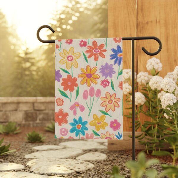 Mechenal Spring Garden Flag – Hand Painted Flowers Design
