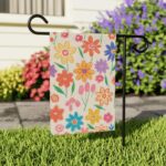 Mechenal Spring Garden Flag – Hand Painted Flowers Design