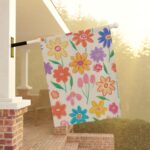Mechenal Spring Garden Flag – Hand Painted Flowers Design