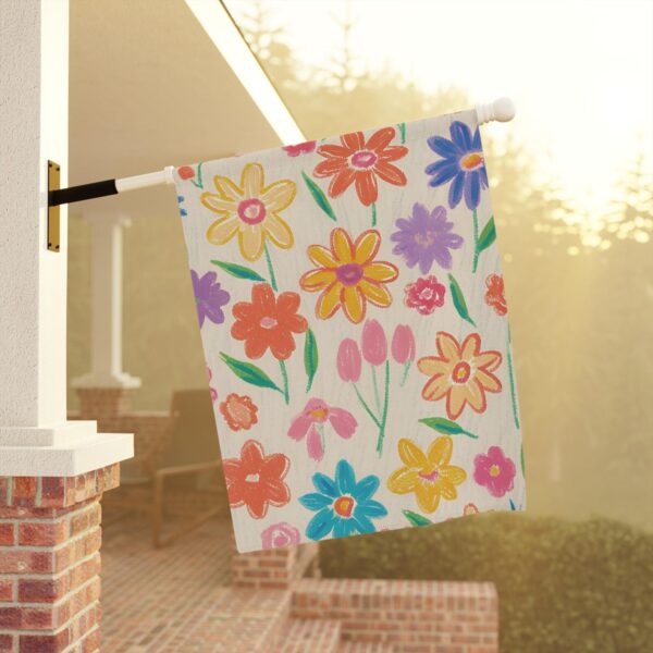 Mechenal Spring Garden Flag – Hand Painted Flowers Design