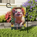 Mechenal Summer Garden Flag – Farmhouse Pig Design