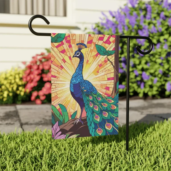 Mechenal Summer Garden Flag – Peacock Design