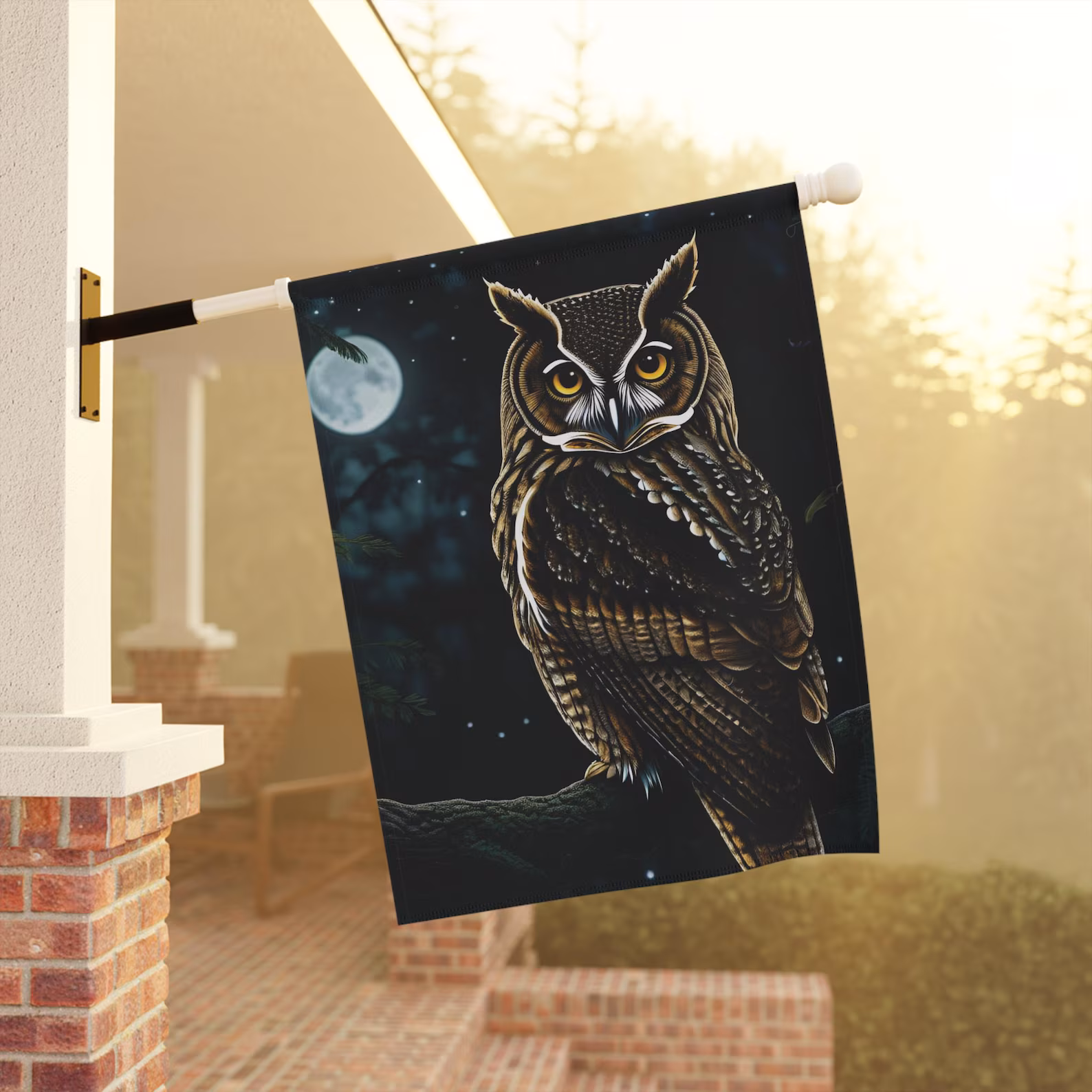 Mechenal Winter Garden Flag – Moody Owl Design