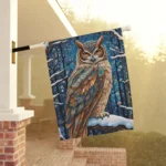 Mechenal Winter Garden Flag – Owl Moody Mosaic Design