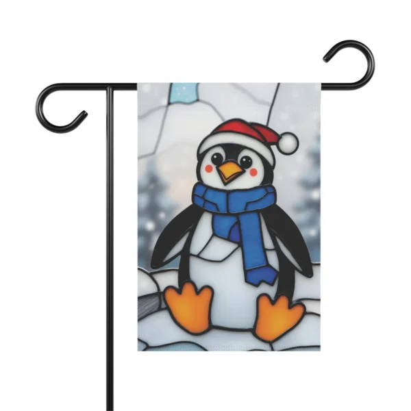 Mechenal Winter Garden Flag – Penguin Christmas Design