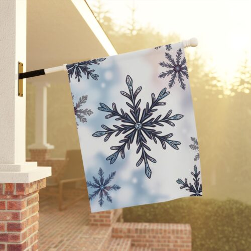 Mechenal Winter Garden Flag – Snowflake Design