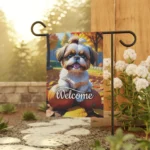 Mechenal Fall Garden Flag – Shih Tzu Dog Design