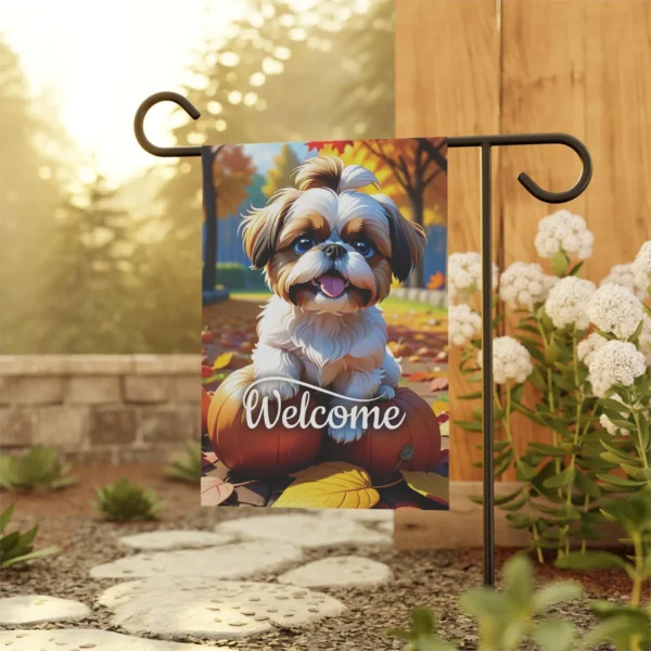 Mechenal Fall Garden Flag – Shih Tzu Dog Design