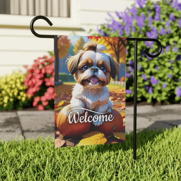 Mechenal Fall Garden Flag – Shih Tzu Dog Design