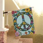 Mechenal Spring Garden Flag – Peace Sign with Floral Design