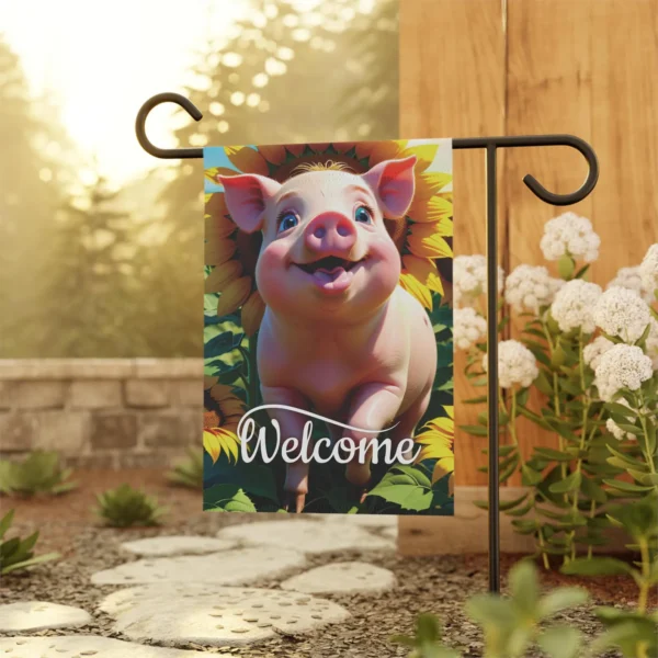 Mechenal Summer Garden Flag – Farmhouse Pig Design