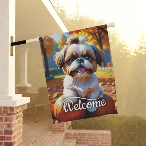 Mechenal Fall Garden Flag – Shih Tzu Dog Design