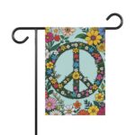 Mechenal Spring Garden Flag – Peace Sign with Floral Design