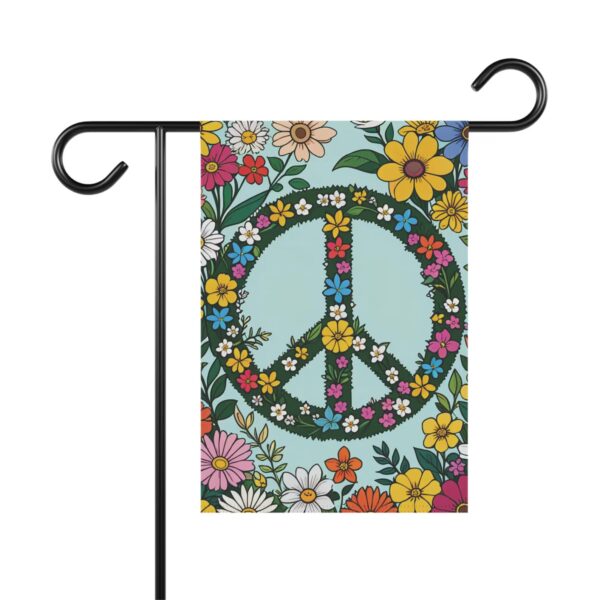 Mechenal Spring Garden Flag – Peace Sign with Floral Design