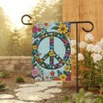 Mechenal Spring Garden Flag – Peace Sign with Floral Design
