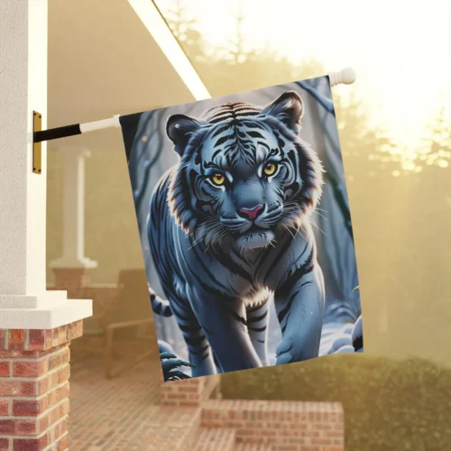Mechenal Winter Garden Flag – White Tiger Design