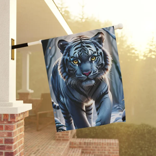 Mechenal Winter Garden Flag – White Tiger Design