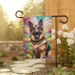 Mechenal Spring Garden Flag – German Shepherd Dog Design
