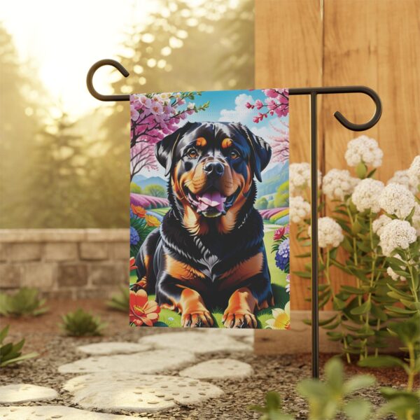 Mechenal Spring Garden Flag – Rottweiler Dog Design