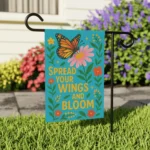 Mechenal Spring Garden Flag – Butterfly with Floral Design