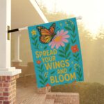 Mechenal Spring Garden Flag – Butterfly with Floral Design